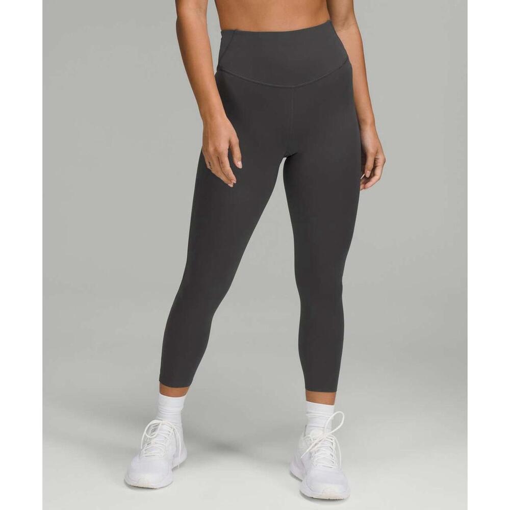 Lululemon Women's Base Pace High-Rise Crop 23" Sz 6 Graphite Grey Nulux Stretch